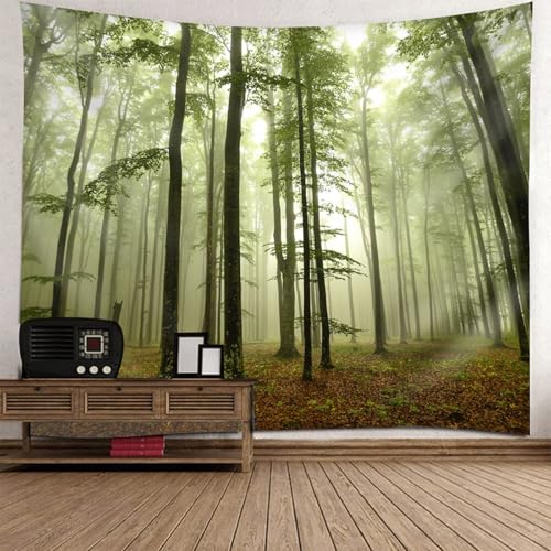 Lirzxin Wandbehang Wald Natur, Wandtücher Grün Braun Wald Nebel Landschaft Tapestry Wandbehang Wandteppich Strandtuch Dekotuch, 150x150CM Lirzxin Wandbehang Wald Natur, Wandtücher Grün Braun Wald Nebel Landschaft Tapestry Wandbehang Wandteppich Strandtuch Dekotuch, 150x150CM von Lirzxin