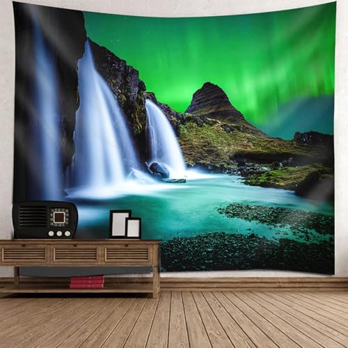 Lirzxin Wandbehang XXL, Wandteppich Grün Aurora Wasserfall Landschaft Wandtücher Tapisserie für Wohnzimmer Schlafzimmer Picknickdecke Teppich Yogamatte Wanddeko, 350x256CM Lirzxin Wandbehang XXL, Wandteppich Grün Aurora Wasserfall Landschaft Wandtücher Tapisserie für Wohnzimmer Schlafzimmer Picknickdecke Teppich Yogamatte Wanddeko, 350x256CM von Lirzxin