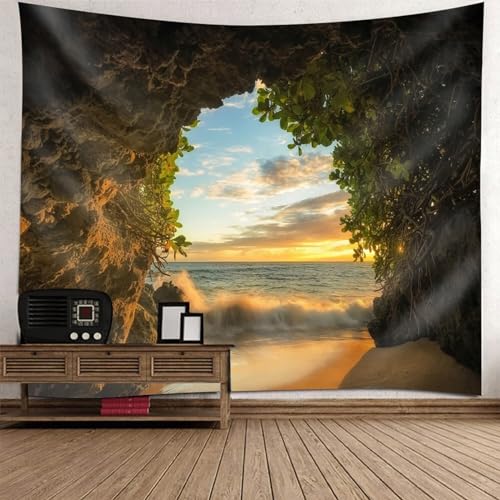 Lirzxin Wandteppich 150x150CM, Wandtücher Meer Höhle Landschaft Braun Grün Tapestry Wandbehang Tapisserie Dekotuch Strandtuch Lirzxin Wandteppich 150x150CM, Wandtücher Meer Höhle Landschaft Braun Grün Tapestry Wandbehang Tapisserie Dekotuch Strandtuch von Lirzxin
