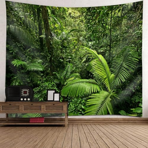 Lirzxin Wandteppich Natur Wald, Wandbehang Grün Tropisch Regenwald Landschaft Tapestry Wandtuch Wandteppiche Dekotuch Strandtuch, 300x256CM von Lirzxin