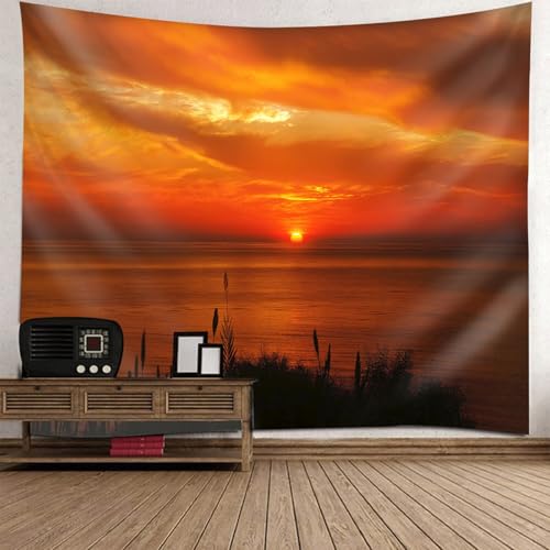 Lirzxin Wandtücher, Wandteppich Orange Braun Sonnenuntergang Landschaft Am Meer Wandbehang Tapestry Tapisserie Dekotuch Strandtuch, 260x240CM Lirzxin Wandtücher, Wandteppich Orange Braun Sonnenuntergang Landschaft Am Meer Wandbehang Tapestry Tapisserie Dekotuch Strandtuch, 260x240CM von Lirzxin