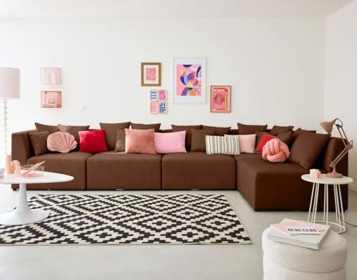 Lisa Design Amalfi - 5-sitzer modulares Ecksofa beidseitig montierbar - aus Stoff Terrakotta von Lisa Design