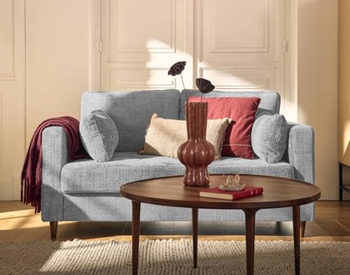 Lisa Design Anna - 2-sitzer Einzelsofa mit Tasche aus Strukturiertem Samt Grau von Lisa Design