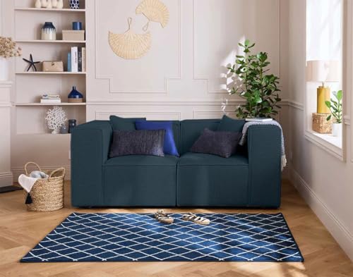 Lisa Design Arty - 2-Sitzer modulares Sofa - aus 3D-Mesh-Stoff Entenblau von Lisa Design
