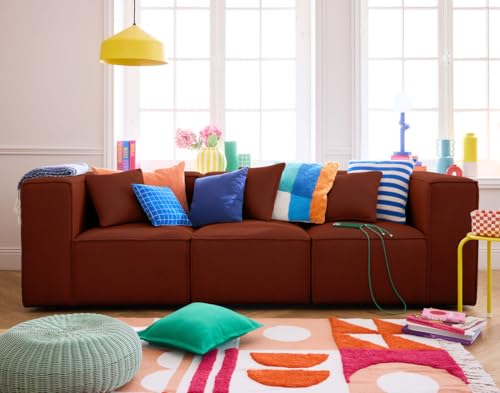 Lisa Design Arty - 3-Sitzer modulares Sofa - aus 3D-Mesh-Stoff Terrakotta von Lisa Design