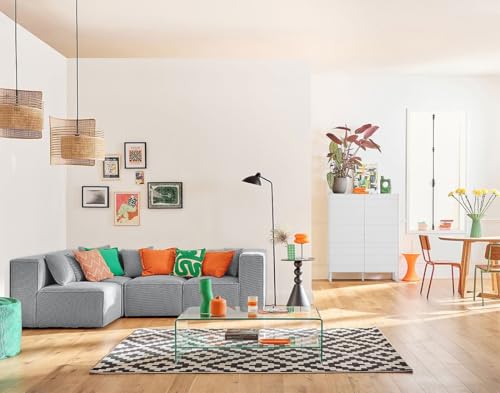 Lisa Design Arty - modulares Ecksofa Links 5-Sitzer - aus 3D-Mesh-Stoff Hellgrau von Lisa Design