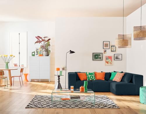 Lisa Design Arty - modulares Ecksofa rechts 5-Sitzer - aus 3D-Mesh-Stoff Entenblau von Lisa Design