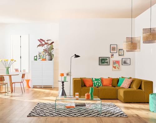Lisa Design Arty - modulares Ecksofa rechts 5-Sitzer - aus 3D-Mesh-Stoff Gelb von Lisa Design