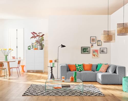 Lisa Design Arty - modulares Ecksofa rechts 5-Sitzer - aus 3D-Mesh-Stoff Hellgrau von Lisa Design