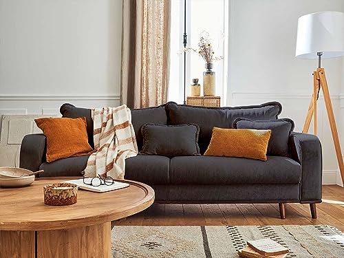 Lisa Design Billie – 3-Sitzer Sofa – mit Schlaffunktion und Bettkasten – aus Cord Dunkelgrau von Lisa Design