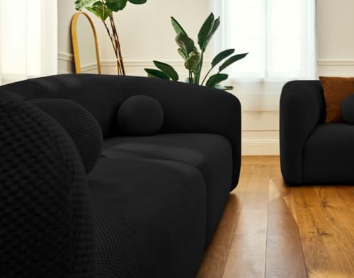 Lisa Design Charles - 2-sitzer Einzelsofa aus Strukturiertem Samt Schwarz von Lisa Design