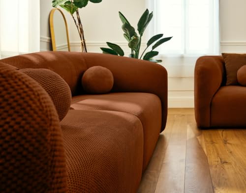 Lisa Design Charles - 2-sitzer Einzelsofa aus Strukturiertem Samt Terrakotta von Lisa Design