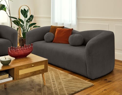 Lisa Design Charles - 3-sitzer Einzelsofa aus Strukturiertem Samt Grau von Lisa Design