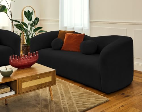 Lisa Design Charles - 3-sitzer Einzelsofa aus Strukturiertem Samt Schwarz von Lisa Design