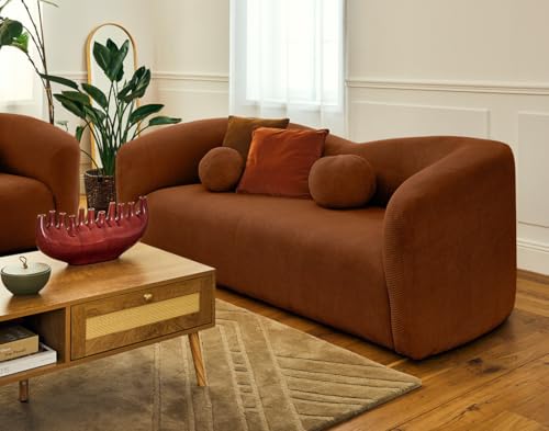 Lisa Design Charles - 3-sitzer Einzelsofa aus Strukturiertem Samt Terrakotta von Lisa Design