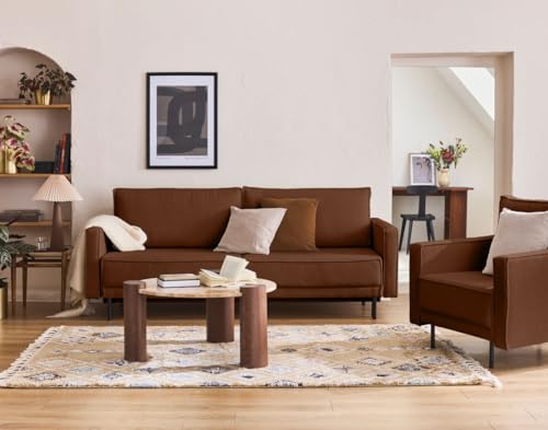Lisa Design Charlie - 3-sitzer Einzelsofa - Schlaffunktion und Bettkasten - aus Stoff Terrakotta von Lisa Design