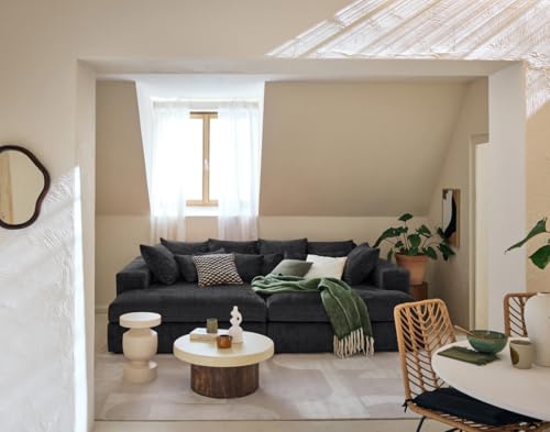 Lisa Design Collins - einzelsofa 4-Sitzer mit Doppelbett récamiere - Tiefe Sitzfläche - aus texturiertem Samt Grau von Lisa Design