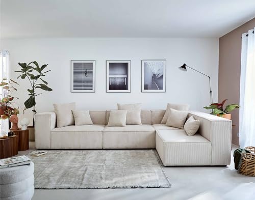 Lisa Design Colombine – Modulares Ecksofa rechts – 5-Sitzer – aus Cord Beige von Lisa Design