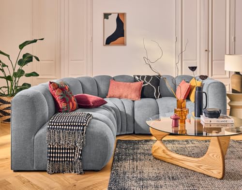 Lisa Design Debbie - modulares Ecksofa Links 4-Sitzer mit Armlehne aus Strukturiertem Stoff Grau von Lisa Design