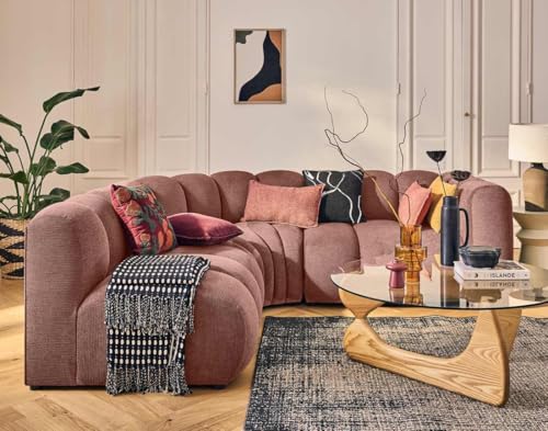 Lisa Design Debbie - modulares Ecksofa Links 4-Sitzer mit Armlehne aus Strukturiertem Stoff Rosa von Lisa Design