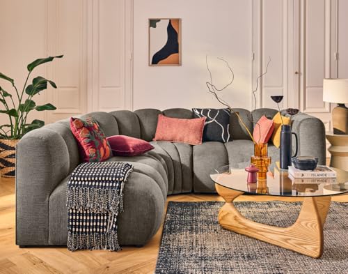 Lisa Design Debbie - modulares Ecksofa Links 4-Sitzer mit Armlehne aus Strukturiertem Stoff Taupe von Lisa Design