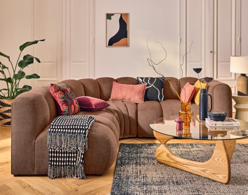 Lisa Design Debbie - modulares Ecksofa Links 4-Sitzer mit Armlehne aus Strukturiertem Stoff Terrakotta von Lisa Design