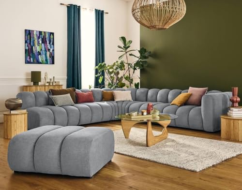 Lisa Design Debbie - modulares Ecksofa Links 5-Sitzer aus Strukturiertem Stoff Grau von Lisa Design