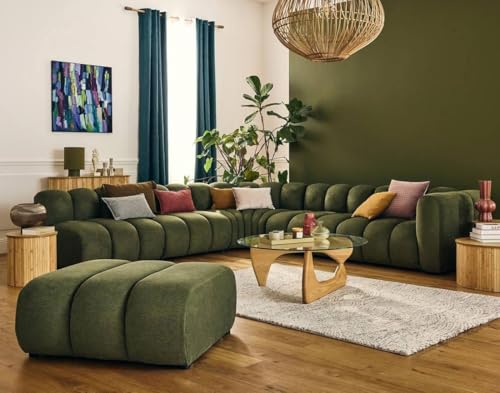 Lisa Design Debbie - modulares Ecksofa Links 5-Sitzer aus Strukturiertem Stoff Grün von Lisa Design