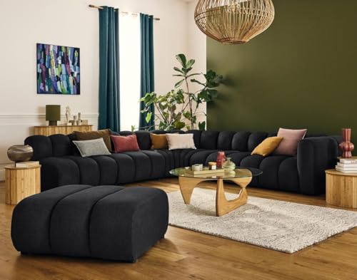 Lisa Design Debbie - modulares Ecksofa Links 5-Sitzer aus Strukturiertem Stoff Schwarz von Lisa Design