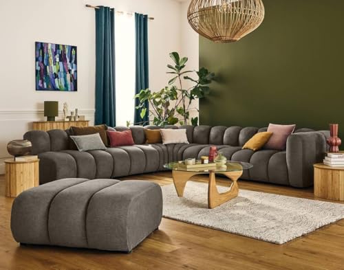 Lisa Design Debbie - modulares Ecksofa Links 5-Sitzer aus Strukturiertem Stoff Taupe von Lisa Design
