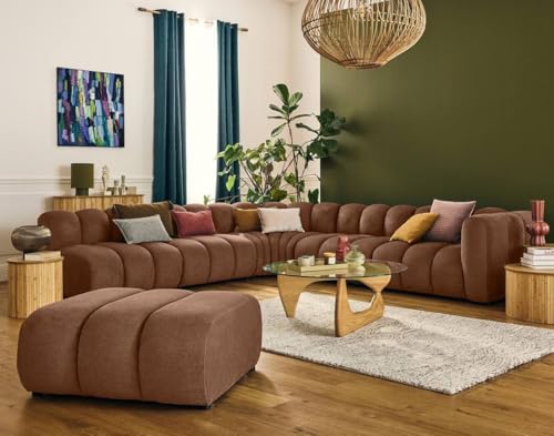 Lisa Design Debbie - modulares Ecksofa Links 5-Sitzer aus Strukturiertem Stoff Terrakotta von Lisa Design
