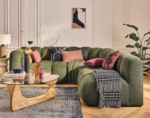 Lisa Design Debbie - modulares Ecksofa rechts 4-Sitzer mit Armlehne aus Strukturiertem Stoff Grün von Lisa Design