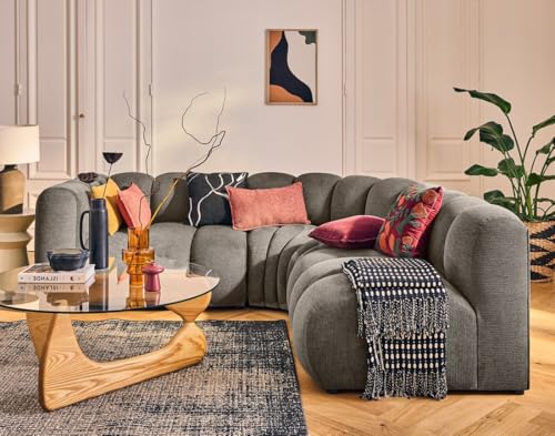 Lisa Design Debbie - modulares Ecksofa rechts 4-Sitzer mit Armlehne aus Strukturiertem Stoff Taupe von Lisa Design