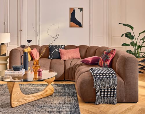 Lisa Design Debbie - modulares Ecksofa rechts 4-Sitzer mit Armlehne aus Strukturiertem Stoff Terrakotta von Lisa Design