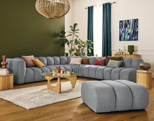 Lisa Design Debbie - modulares Ecksofa rechts 5-Sitzer aus Strukturiertem Stoff Grau von Lisa Design