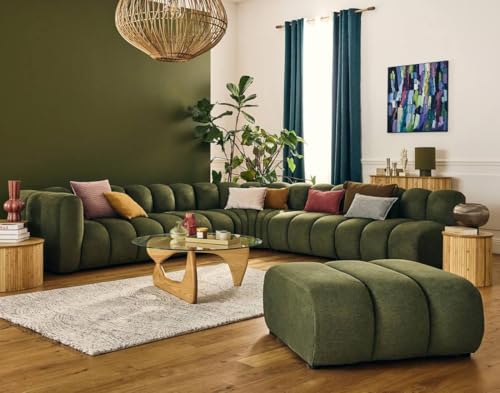 Lisa Design Debbie - modulares Ecksofa rechts 5-Sitzer aus Strukturiertem Stoff Grün von Lisa Design