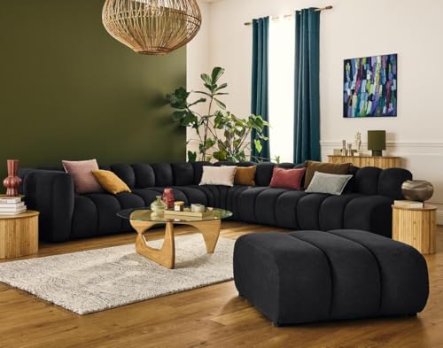 Lisa Design Debbie - modulares Ecksofa rechts 5-Sitzer aus Strukturiertem Stoff Schwarz von Lisa Design