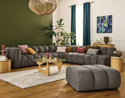 Lisa Design Debbie - modulares Ecksofa rechts 5-Sitzer aus Strukturiertem Stoff Taupe von Lisa Design