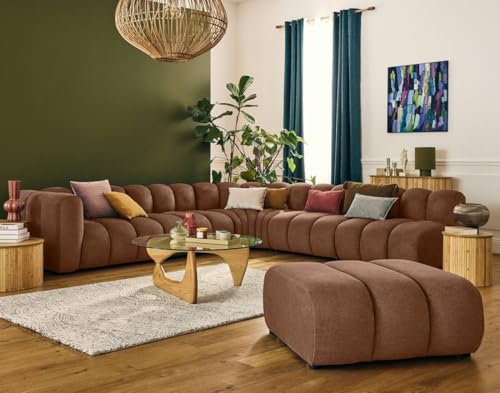 Lisa Design Debbie - modulares Ecksofa rechts 5-Sitzer aus Strukturiertem Stoff Terrakotta von Lisa Design