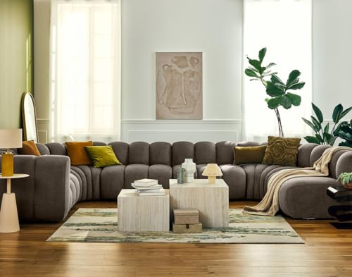 Lisa Design Debbie - modulares Sofa Panorama-Rechtswinkel 7-Sitzer in Strukturiertem Stoff Taupe Lisa Design Debbie - modulares Sofa Panorama-Rechtswinkel 7-Sitzer in Strukturiertem Stoff Taupe von Lisa Design