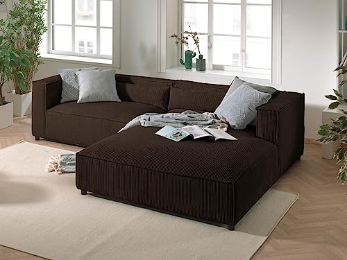 Lisa Design ELA– 4-Sitzer Ecksofa rechts – Cordsamt – 4-Sitzer – moderner Stil Braun von Lisa Design