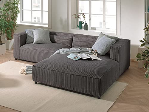 Lisa Design ELA– 4-Sitzer Ecksofa rechts – Cordsamt – 4-Sitzer – moderner Stil Dunkelgrau Lisa Design ELA– 4-Sitzer Ecksofa rechts – Cordsamt – 4-Sitzer – moderner Stil Dunkelgrau von Lisa Design