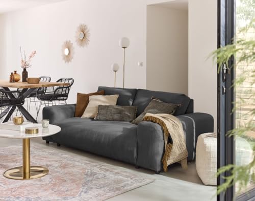 Lisa Design Garance - 3-sitzer Einzelsofa - aus Cordstoff Dunkelgrau von Lisa Design
