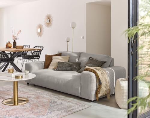 Lisa Design Garance - 3-sitzer Einzelsofa - aus Cordstoff Hellgrau von Lisa Design