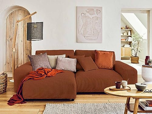 Lisa Design Garance – Ecksofa beidseitig montierbar - 4-Sitzer – aus Cord Terrakotta von Lisa Design