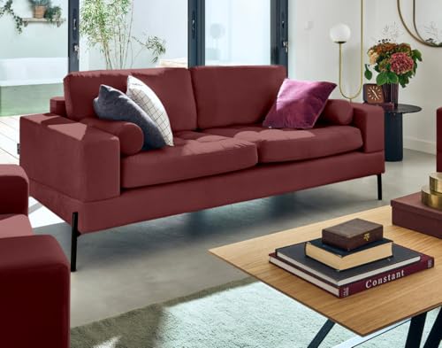 Lisa Design Isaure - 3-sitzer Einzelsofa aus Samt Bordeaux von Lisa Design