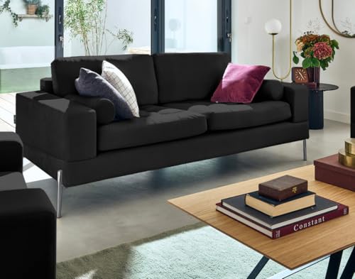 Lisa Design Isaure - 3-sitzer Einzelsofa aus Samt Schwarz von Lisa Design