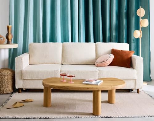 Lisa Design Jake - 3-sitzer Einzelsofa Schlaffunktion aus Kunstpelz Beige von Lisa Design