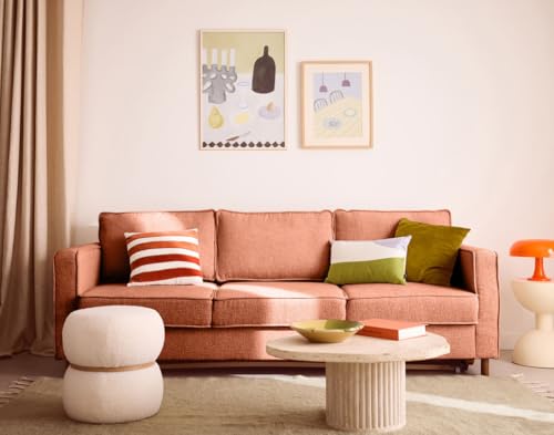 Lisa Design Jake - 3-sitzer Einzelsofa Schlaffunktion aus Relief-Samtstoff Terrakotta von Lisa Design