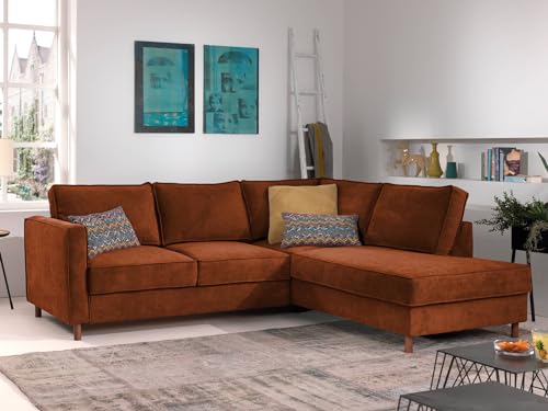 Lisa Design Jake - Ecksofa mit Schlaffunktion - 5-Sitzer - aus Samt - rechts Rostfarben Lisa Design Jake - Ecksofa mit Schlaffunktion - 5-Sitzer - aus Samt - rechts Rostfarben von Lisa Design